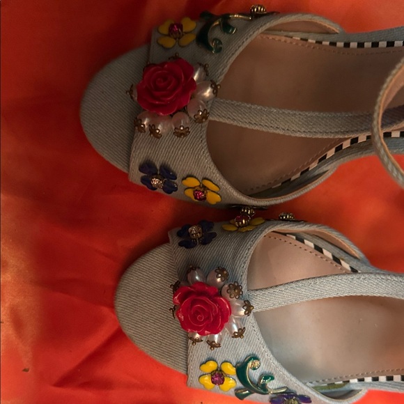 Betsey Johnson Light Blue Floral Heels - Picture 2 of 4